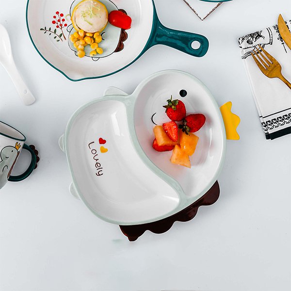 可愛恐龍造型陶瓷盤