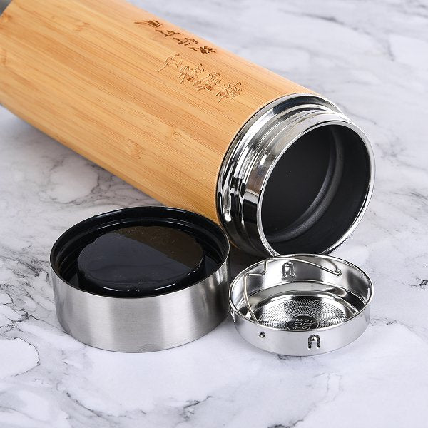 500ml不鏽鋼竹製保溫杯