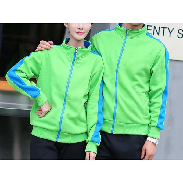 純棉立領拼色外套