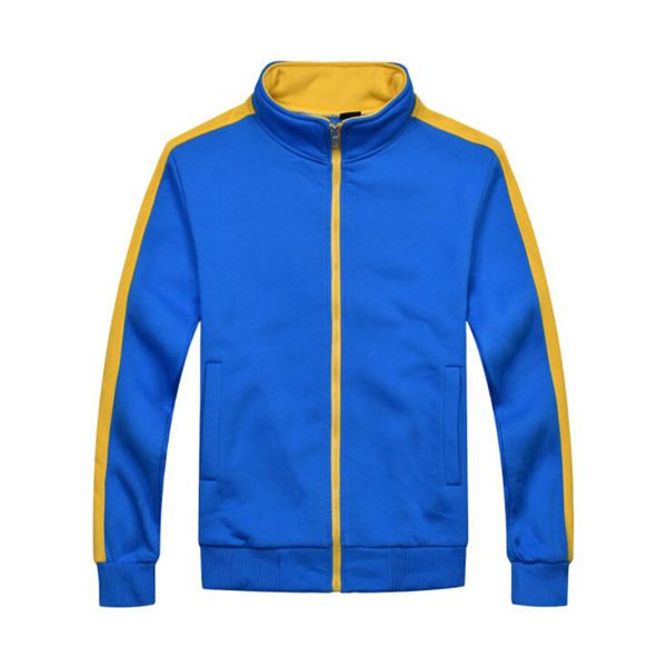 純棉立領拼色外套