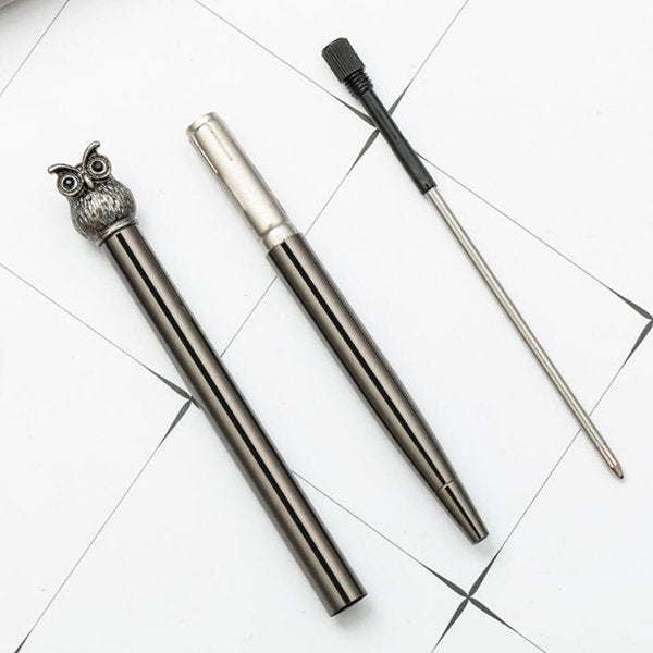 旋轉式貓頭鷹金屬筆