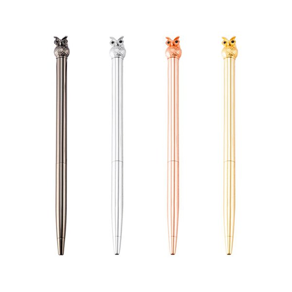 旋轉式貓頭鷹金屬筆