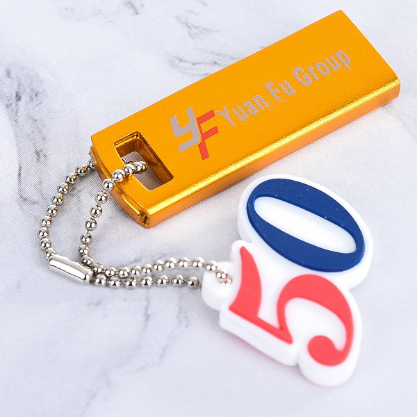 隨身碟-16G半金屬金屬隨身碟-雙色雙面印刷(含PVC開模鑰匙圈)-可印刷logo