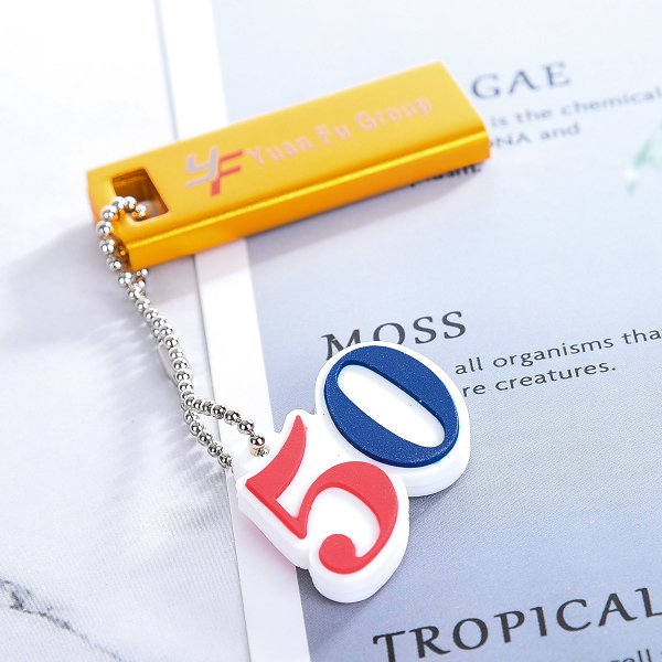 隨身碟-16G半金屬金屬隨身碟-雙色雙面印刷(含PVC開模鑰匙圈)-可印刷logo