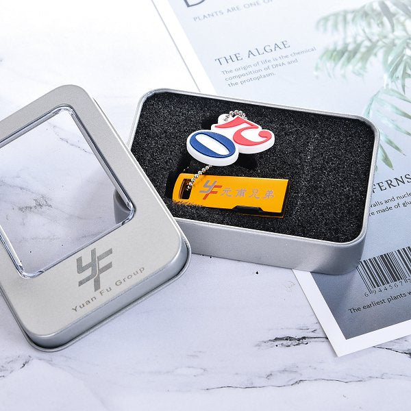 隨身碟-16G半金屬金屬隨身碟-雙色雙面印刷(含PVC開模鑰匙圈)-可印刷logo