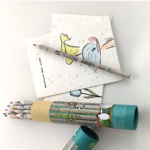 12色環保再生報紙色鉛筆