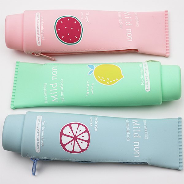 牙膏造型筆袋-矽膠拉鍊鉛筆盒