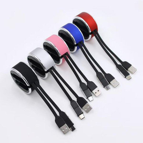 ■三合一可伸縮傳輸充電線-圓盒