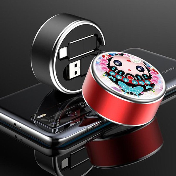 ■三合一可伸縮傳輸充電線-圓盒