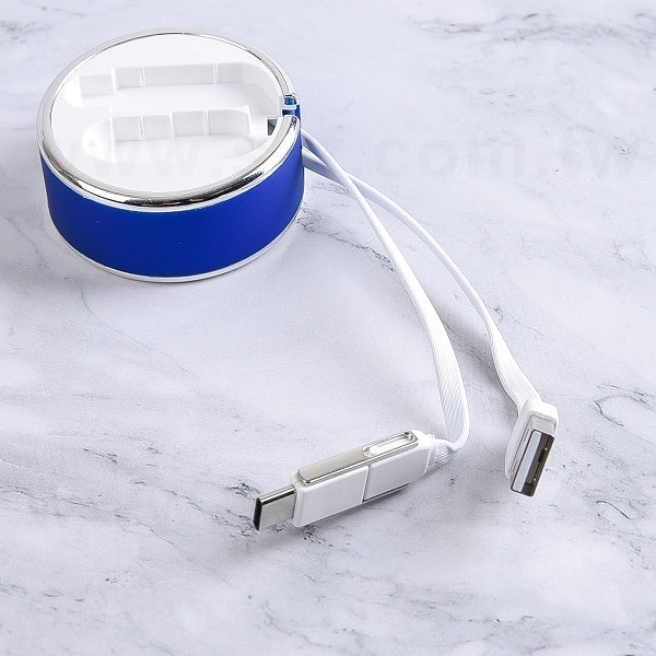 ■三合一可伸縮傳輸充電線-圓盒