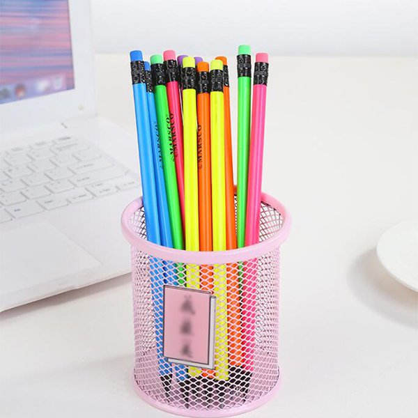 三角黑木螢光色筆桿鉛筆