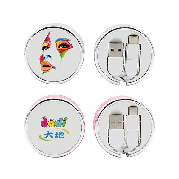 三合一伸縮圓盒傳輸充電線