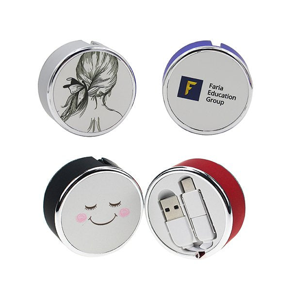 三合一伸縮圓盒傳輸充電線