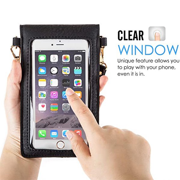 皮革斜背手機袋