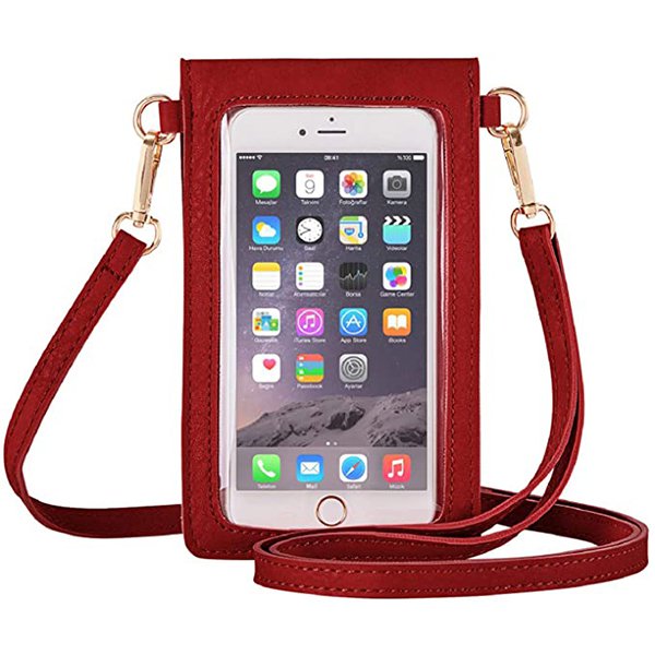 皮革斜背手機袋