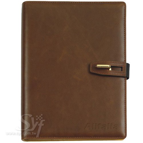 復古皮紋工商日誌-鉤環式活頁筆記本-客製化LOGO