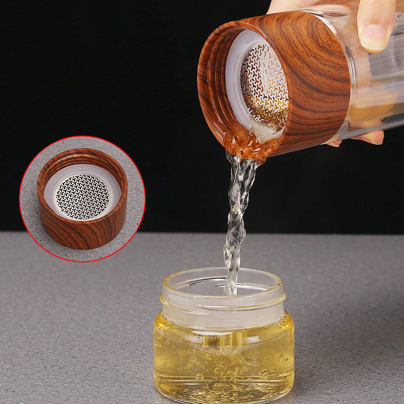 250ml木蓋雙層玻璃 | 茶水分離杯(客製化印刷LOGO)