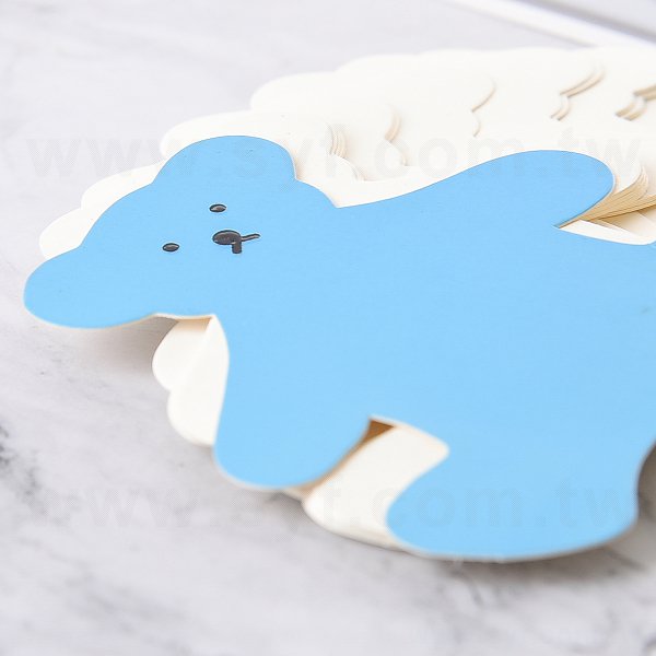 熊造形便條紙-W8.7*H9cm硬紙卡封面-局部上亮膜-65張內頁便條紙