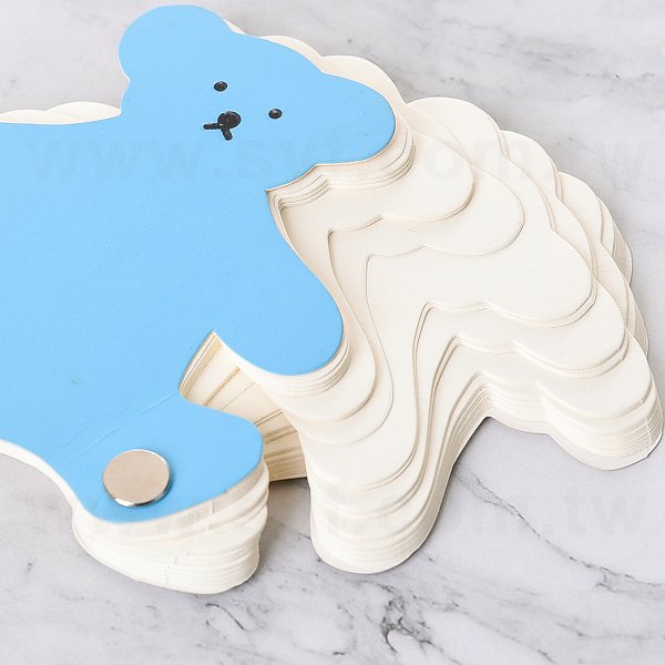 熊造形便條紙-W8.7*H9cm硬紙卡封面-局部上亮膜-65張內頁便條紙