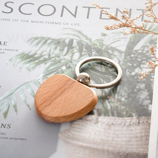 愛心造型木製鑰匙圈