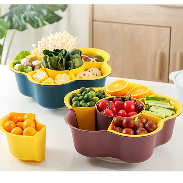 可旋轉雙層蔬果拼盤瀝水籃