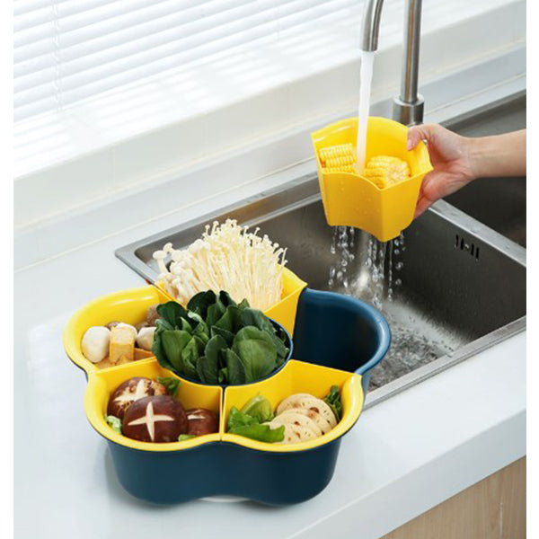 可旋轉雙層蔬果拼盤瀝水籃