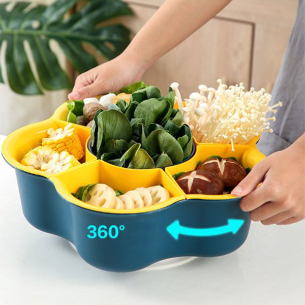 可旋轉雙層蔬果拼盤瀝水籃