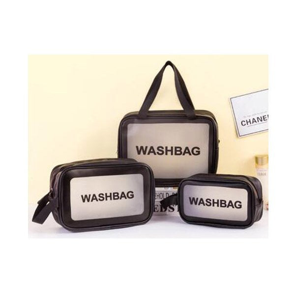 透明磨砂盥洗包三件組