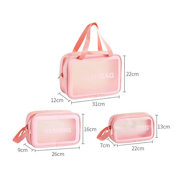 透明磨砂盥洗包三件組