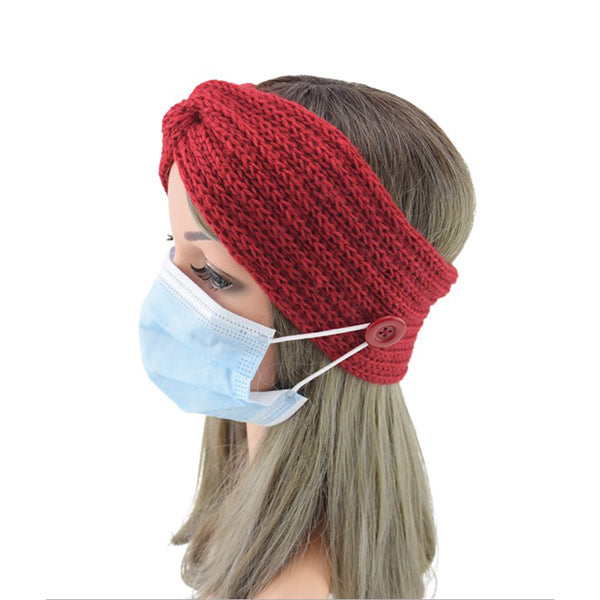 口罩減壓防勒鈕釦針織髮帶