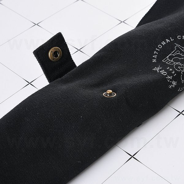 簡約捲式布袋黑色手柄餐具組