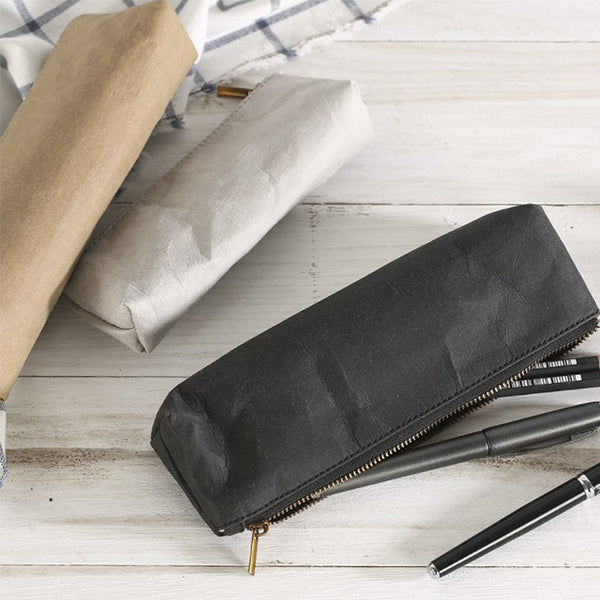 可水洗牛皮紙金色拉鍊筆袋