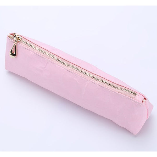 可水洗牛皮紙金色拉鍊筆袋
