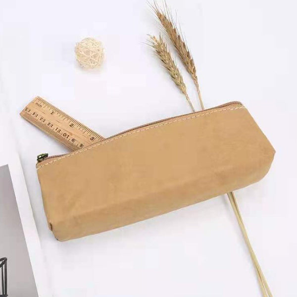 可水洗牛皮紙金色拉鍊筆袋