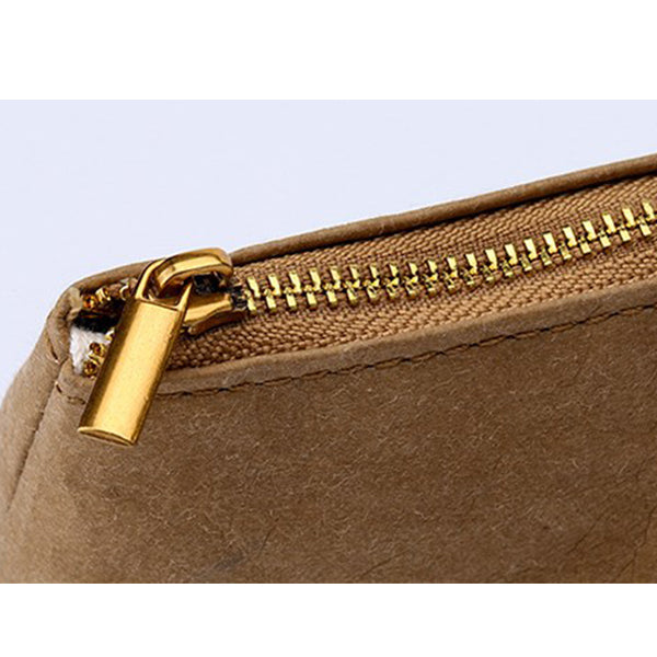 可水洗牛皮紙金色拉鍊筆袋