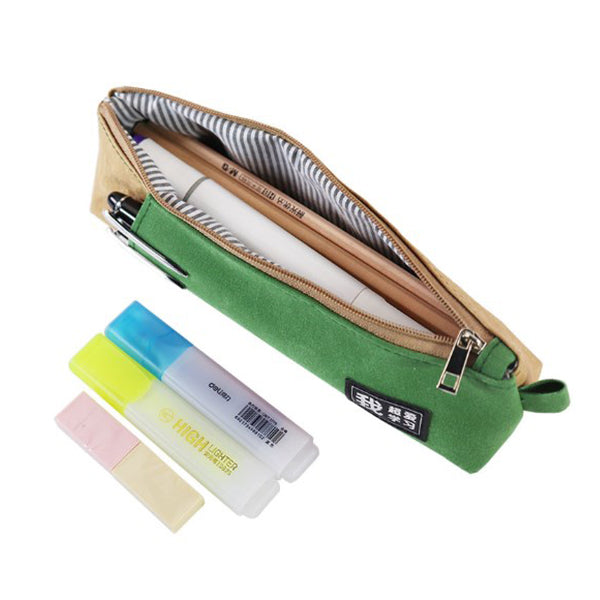 撞色水洗牛皮紙筆袋