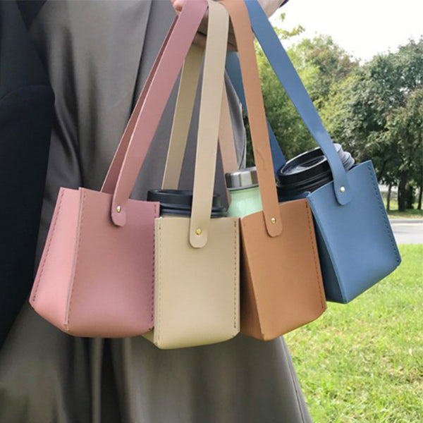 PU皮革網紅手提咖啡杯套-可印LOGO