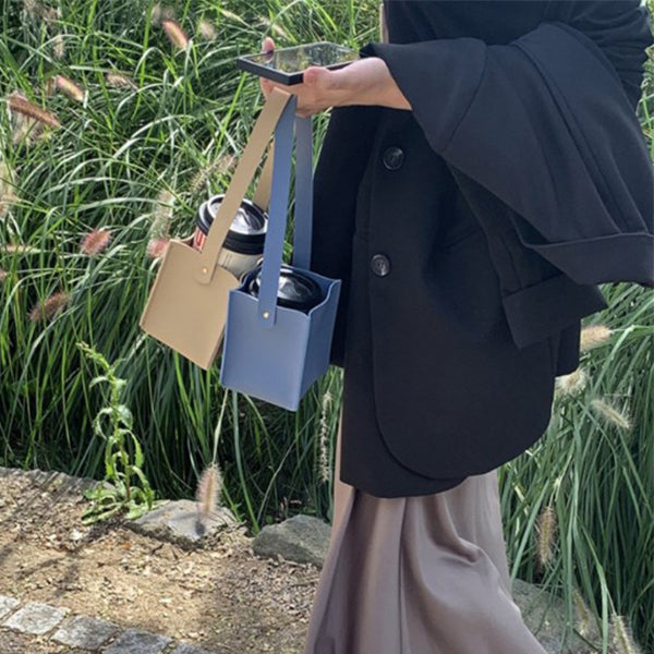 PU皮革網紅手提咖啡杯套-可印LOGO