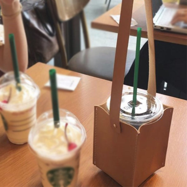 PU皮革網紅手提咖啡杯套-可印LOGO