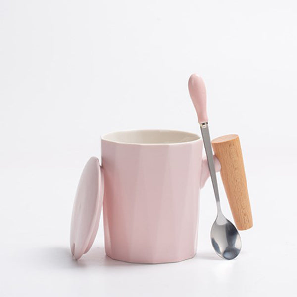 360ml木柄磨砂咖啡杯組-可印logo