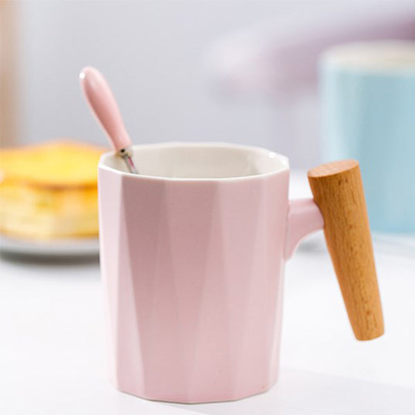 360ml木柄磨砂咖啡杯組-可印logo