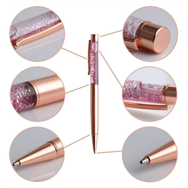 旋轉式流動亮片水晶金屬筆