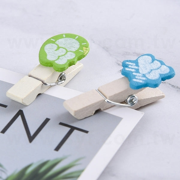 彩色原木天氣小木夾