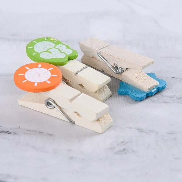 彩色原木天氣小木夾