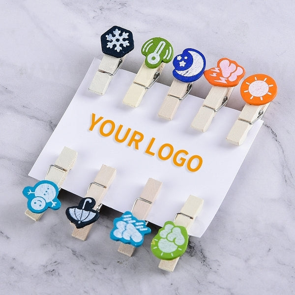 彩色原木天氣小木夾