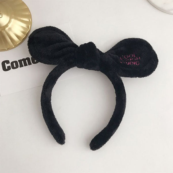 絨毛兔耳朵洗臉髮箍