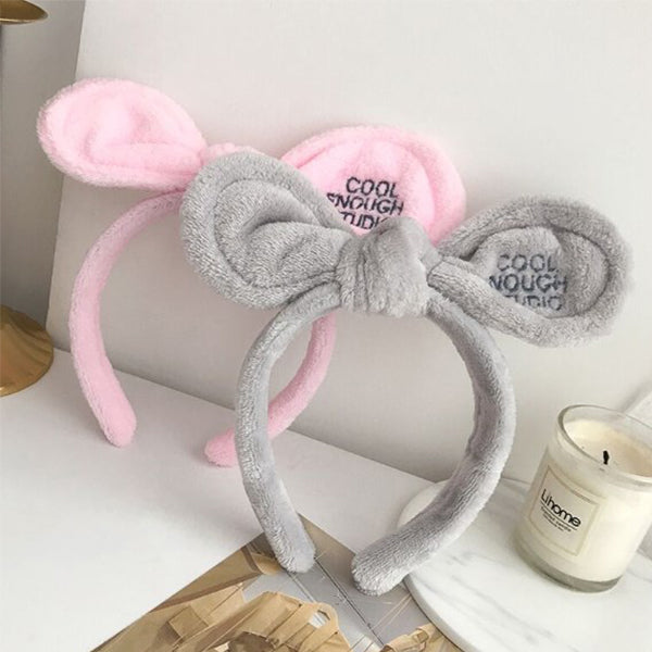 絨毛兔耳朵洗臉髮箍