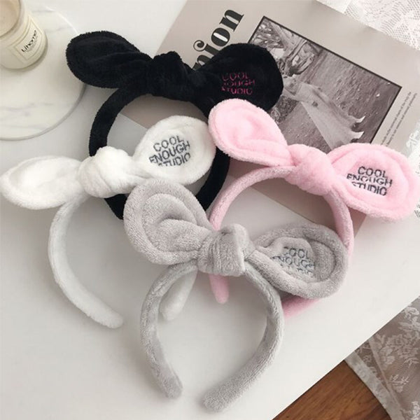 絨毛兔耳朵洗臉髮箍