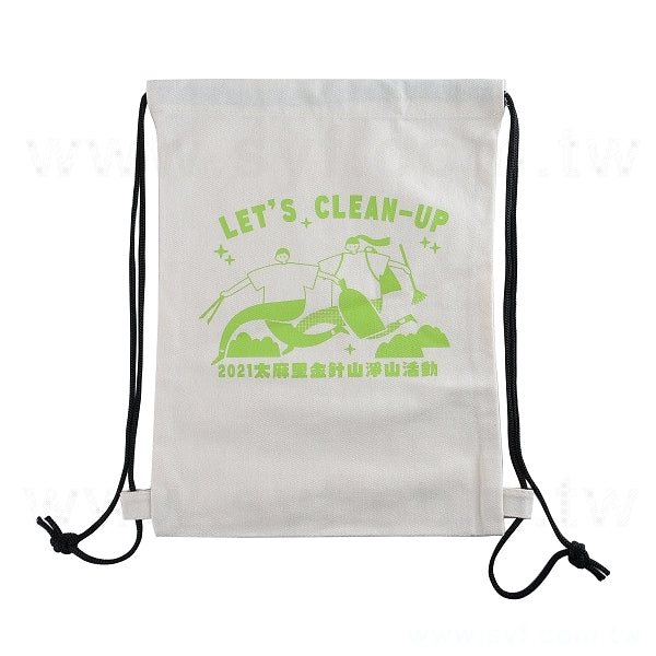 米色帆布束口袋後背包