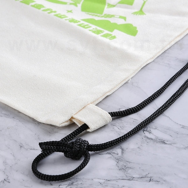 米色帆布束口袋後背包